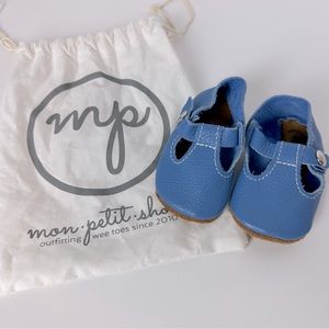 Backyard Blue Mon Petit Shoes MPs Periwinkle Indigo Leather Soft Soles T-Strap 3